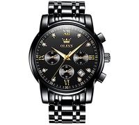 OLEVS Hommes en Acier Inoxydable Chronographe Noir Analogique Quartz Grand Cadran Diamant Montre De Luxe éTanche Date Cadran NuméRique Romain