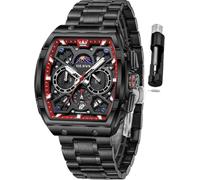 OLEVS Montre chronographe à quartz analogique pour homme - Bracelet en silicone étanche - Cadeau idéal pour homme - Argenté, robe de montre noire, montre homme