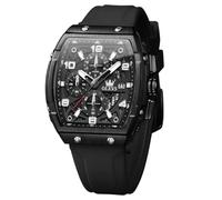 OLEVS Montre de luxe pour homme - Grand cadran noir - En silicone - Carré - Multifonctionnel - Étanche - Chronographe - Analogique - Quartz - Rectangle - Relojes para Hombres, Entièrement noir, square