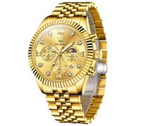 OLEVS Montre de poignet pour homme en acier inoxydable, étanche, montre de luxe en diamant pour homme, grand cadran, analogique, lumineuse, avec bracelet en métal, cadeaux, standardmäßig, Bracelet