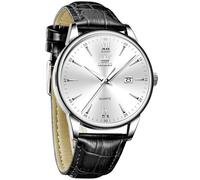 OLEVS Montre en cuir pour homme avec bracelet en cuir - Montre avec date - Étanche - Grand cadran - Facile à lire - Style décontracté - Analogique - Minimaliste - Relojes para Hombres, Cuir noir