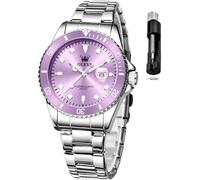 OLEVS Montre Femme Classique pour Dames - Montre analogique à quartz - Bracelet en acier inoxydable - Étanche - Lumineuse - Jour et date - Bicolore - Lecture facile - Montre-bracelet