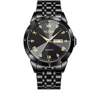 OLEVS Montre Homme Quartz Index Diamants Acier Inoxydable Étanche Lumineuse Date Cadeau Luxe