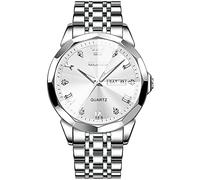 OLEVS Montre Homme Quartz Index Diamants Acier Inoxydable Étanche Lumineuse Date Cadeau Luxe