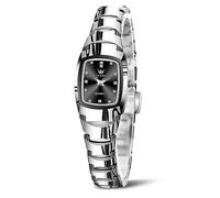 OLEVS Montre pour femme en tungstène - Étanche - Analogique - Quartz - Élégante - Luxe - Petit bracelet en tungstène de qualité supérieure - Bracelet en tungstène - Cadran rond/carré - Cadeau pour