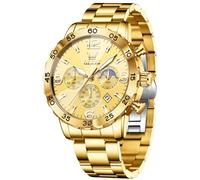 OLEVS Montre pour Homme Diamant - Cadran à Trois Yeux - Mouvement à Quartz - 44 mm - Bracelet en Acier Inoxydable - Étanche à 30 m - Verre résistant aux Rayures - Montre d'affaires pour Homme