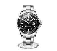 OLEVS Montres en acier inoxydable pour homme - Étanches, lumineuse, moderne, grande montre pour homme en métal avec bracelet analogique, montre de tenue avec affichage de la date, standardmäßig, Robe