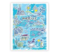 Olf Art & Affiches, Affiche Marseille 30x40 cm - Reproduction papier d'une toile peinte à la main PEFC - Décoration murale