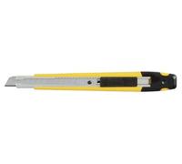 Olfa Cutter de bureau A-1, Acier inoxydable, guide lame 9 mm, noir et jaune