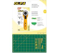 OLFA Kit de découpe de tissu (RTY-2CYEL/ST-01) - Tapis de découpe rotatif auto-cicatrisant 30,5 x 45,7 cm (ST-01) et cutter rotatif jaune à changement rapide de 45 mm (RTY-2/CYEL)