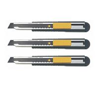 Olfa Lot De 3 Cutters Fwp-1 Lame De 12,5 Mm Acier Inox Gainé Noir