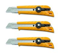 Olfa Lot De 3 Cutters Multi-Usage L1 Corps Abs 100% Recyclé, Lame 18mm, Blocage Par Molette