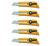 Olfa Lot De 5 Cutters Multi-Usage L1 Corps Abs 100% Recyclé, Lame 18mm, Blocage Par Molette