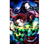 OLFTR DIY Manga Demon Slayer Diamond Painting Enfant,5D Tableau Perle Diamant,Peinture Numero Diamant Adulte,Broderie Diamant Kit Complet Décoration à la Maison Salon 30x40CM