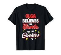 Olga croit au père Noël, nom de Noël Amusant d'Olga T-Shirt Graphique avec Valeur