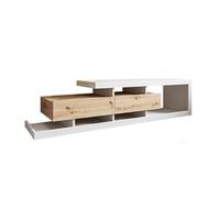 Olga - meuble TV - effet bois et blanc - 2 tiroirs - 198 cm - Bois / Blanc