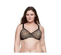 Olga Women's Sheer Leaves Minimizer Bra, Black and French Toast, 36DD
