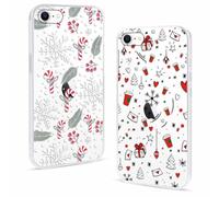 Olgary 2 Pièces Noël Coque pour Apple iPhone 8/7/SE 2020/SE 2022 4,7",Etui Cover avec Motif de Noel Bonhomme Mignon Chaussettes Père Cerf Flocon de Neige Noël, Cadeau de Housse Christmas Case,1