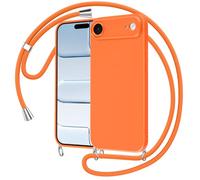 Olgary Coque pour iPhone 17 Air avec Cordon, Ultra Mince Silicone Étui avec Collier Réglable Résistant Antichoc Housse Portable Lanyard Protection Caméra Case pour iPhone 17 Air 6,7 Pouces, Orange