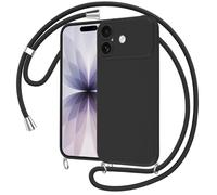 Olgary Coque pour iPhone 17 avec Cordon, Ultra Mince Silicone Étui avec Collier Réglable Résistant Antichoc Housse Portable Lanyard Protection Caméra Case pour iPhone 17 6,1 Pouces, Noir