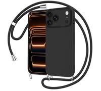 Olgary Coque pour iPhone 17 Pro avec Cordon, Ultra Mince Silicone Étui avec Collier Réglable Résistant Antichoc Housse Portable Lanyard Protection Caméra Case pour iPhone 17 Pro 6,3 Pouces, Noir