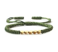 OLGER Bracelet De Corde Tissé, Tibétain Cuivre Perle Fil Tressé Bracelet À La Main Bracelet Réglable Chanceux Corde Prière Armygreen Bracelets pour Hommes Femmes Bijoux Ethniques Cadeau