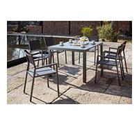 Olhao - Console Extensible Aluminium + 6 Chaises Gris
