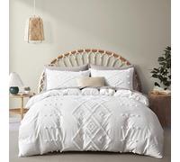 Oli Anderson Parure de lit 3 pièces touffetée Douce et légère pour Toutes Les Saisons - Broderie bohème Chic, pour Grand lit, 228,6 x 228,6 cm
