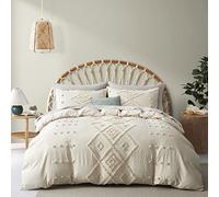 Oli Anderson - Parure de lit 3 pièces tuftée Douce et légère pour Toutes Les Saisons - Broderie bohème Chic - pour lit Taille Queen (228,6 x 228,6 cm) - Beige