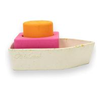 Oli & Carol - Bateau Jouet Caoutchouc recyclé Orange - Jouet de Bain - Cadeau pour bébé 0 3 6 Mois, 1 an - 3 Figurines empilables