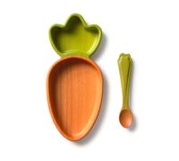 Oli & Carol - Set repas en bois d hévéa Assiette et Cuillère Carotte