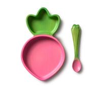 Oli & Carol - Set repas en bois d hévéa Assiette et Cuillère Radis