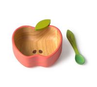 Oli & Carol - Set repas en bois d hévéa Bol et Cuillère Pomme