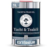 OLI-NATURA Huile de bois Yacht & Teck - Huiles pour l'intérieur et l'extérieur - Avec protection UV, intempéries et grisaillement - 1 litre, Teck