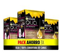 Olia Garnier Lot de 3 colorations permanentes sans ammoniaque pour une odeur agréable aux huiles florales d'origine naturelle 8.0 Blond clair