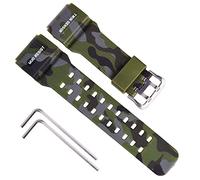 OliBoPo Bracelet de montre de rechange en résine naturelle pour montre Casio G-Shock Master of G Mudmaster à double capteur GG-1000/GWG-100/GSG-100 (camouflage vert militaire)