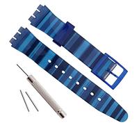 OliBoPo Bracelet de montre de rechange étanche en caoutchouc de silicone pour Swatch (17 mm, 19 mm, 20 mm) (19 mm, bleu dégradé)