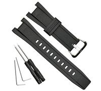 OliBoPo Bracelet de montre de rechange étanche en résine naturelle pour Casio GST-210 GST-W110 GST-W100 GST-S110 GST-S100 GST-B100 GST-S300 (boucle noir/argenté)