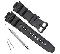 OliBoPo Bracelet de montre de rechange étanche en résine naturelle pour Casio MCW-100H/W-S220/HDD-S100 (noir mat)