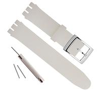 OliBoPo Bracelet de montre en cuir vachette à grain d'alligator avec boucle en acier inoxydable pour Swatch, 17mm