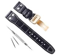 OliBoPo Bracelet de montre en cuir véritable de 22 mm pour montres IWC Pilot, Boucle dorée/noir, Luxe