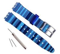 OliBoPo Bracelet de montre étanche en caoutchouc de silicone avec boucle en acier inoxydable plaqué argent (17 mm, bleu dégradé)