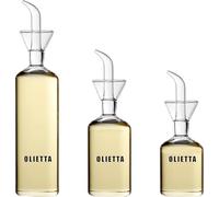 Olietta Bouteilles d'huile d'olive avec bec verseur - Méga-pack de 3 bouteilles - 500 ml, 250 ml, 125 ml - Bouteilles en verre pour huile d'olive et vinaigre - Anti-goutte et étanches
