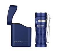 OLIGHT Baton 4 Kit Lampe Torche LED Alimentée avec Chargeur sans Fil Puissante 1300 Lumens 170m 190 Jours D'autonomie Max Étanche IPX 8 pour Le Camping, L'outdoor et Les Urgences Bleu