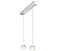Oligo Balino Suspension 2 flammes avec réglage en hauteur caché Pendelleuchte, aluminium brossé, pendules chromé mat / satiné