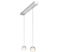 Oligo Balino Suspension 2 flammes avec réglage en hauteur caché Pendelleuchte, aluminium brossé, pendules chrome / satiné