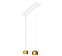 Oligo Balino Suspension 2 flammes avec réglage en hauteur caché Pendelleuchte, blanc mat, pendules chrome mat / or