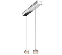 Oligo Balino Suspension 2 flammes avec réglage en hauteur caché Pendelleuchte, chromé, pendules chromé / gris diamant