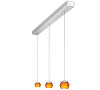 Oligo Balino Suspension 3 flammes avec réglage de hauteur dissimulé Pendelleuchte, aluminium brossé, pendules chrome mat / orange