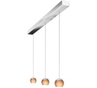 Oligo Balino Suspension 3 flammes avec réglage de hauteur dissimulé Pendelleuchte, chrome, pendules chrome mat / tabac